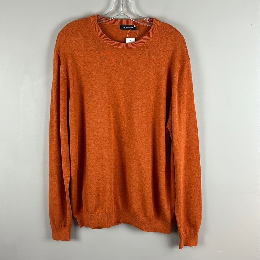 NWT Paul Fredrick ORANGE Supima Cotton Crewneck Sweater Size XL
